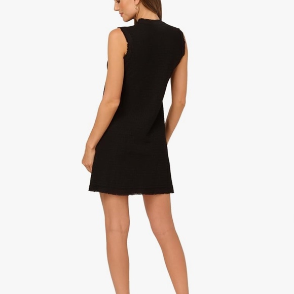 NWT Adrianna Papell Sweater Shift Dress Waffle Knit Sleeveless Mini Length Black - Picture 4 of 16